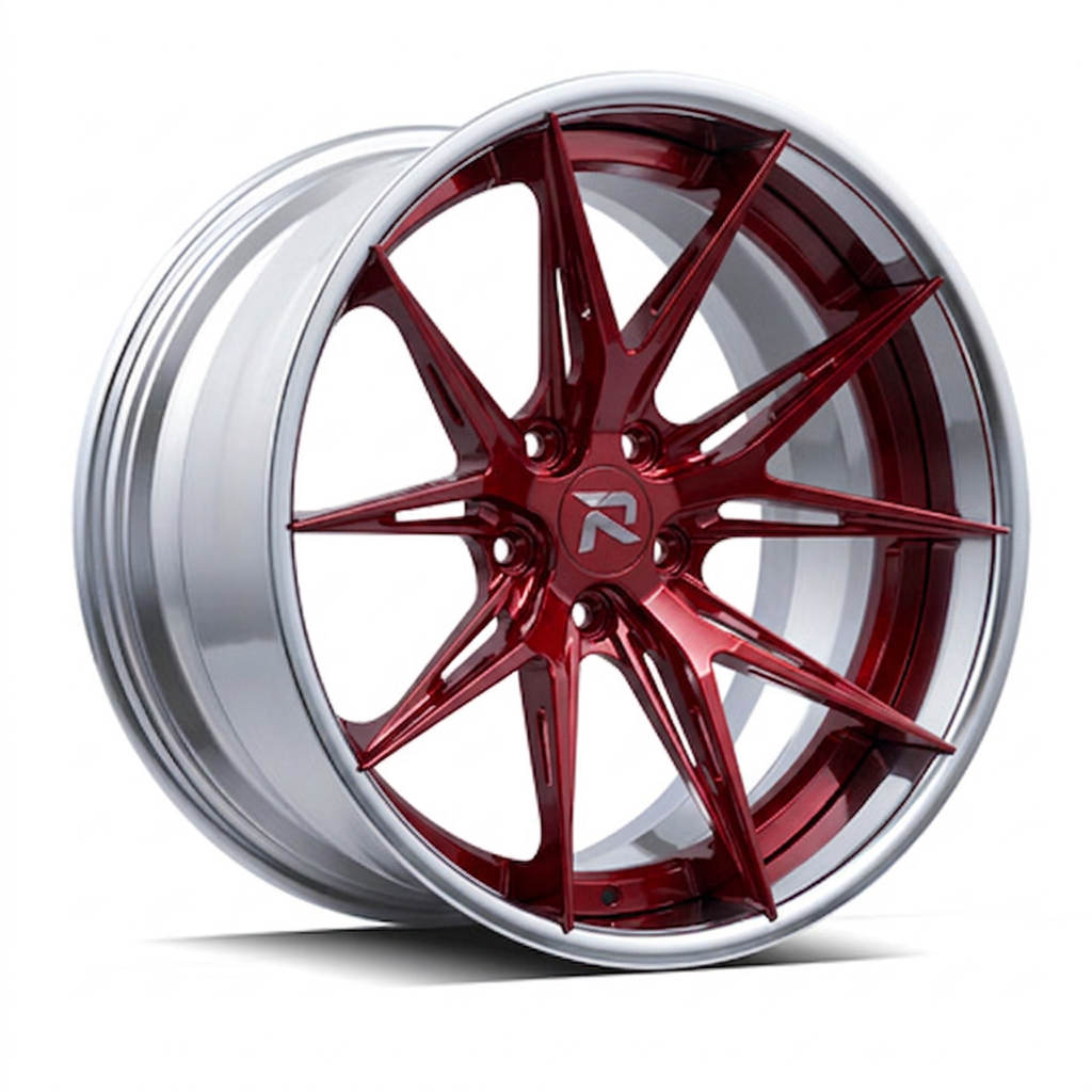 RZR XCII forged wheel — Candy Red / Polished Lip