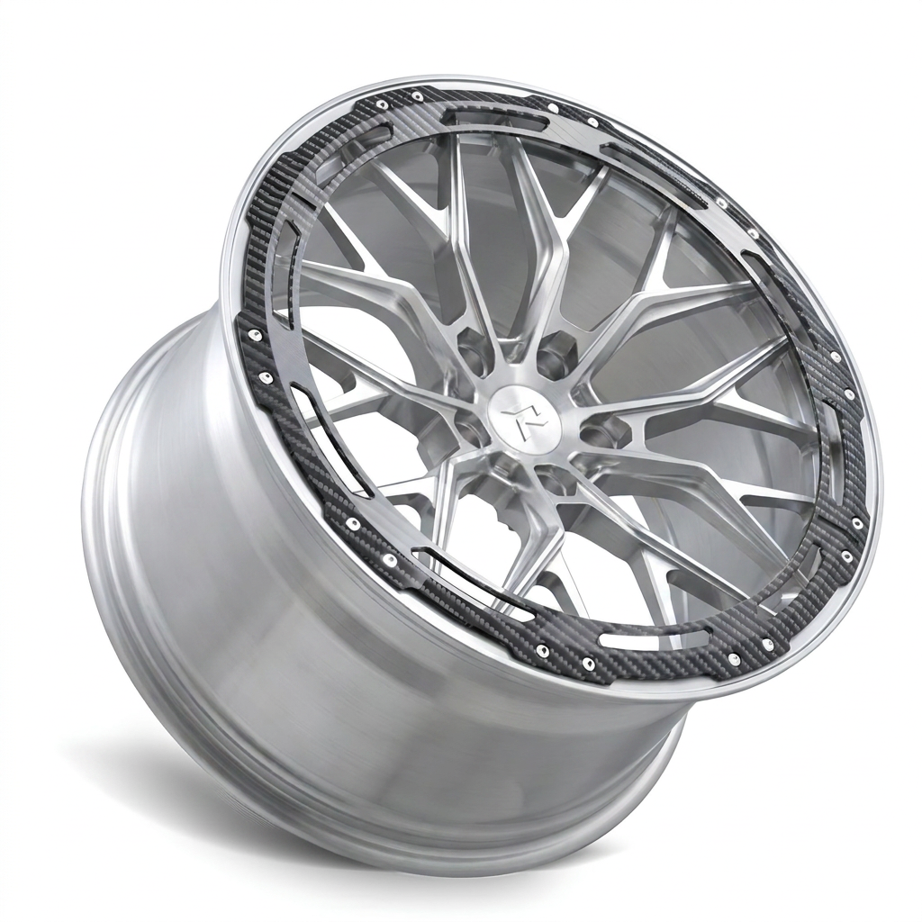 RZR LXX forged wheel — Brushed Aluminium / Carbon Fibre Lip