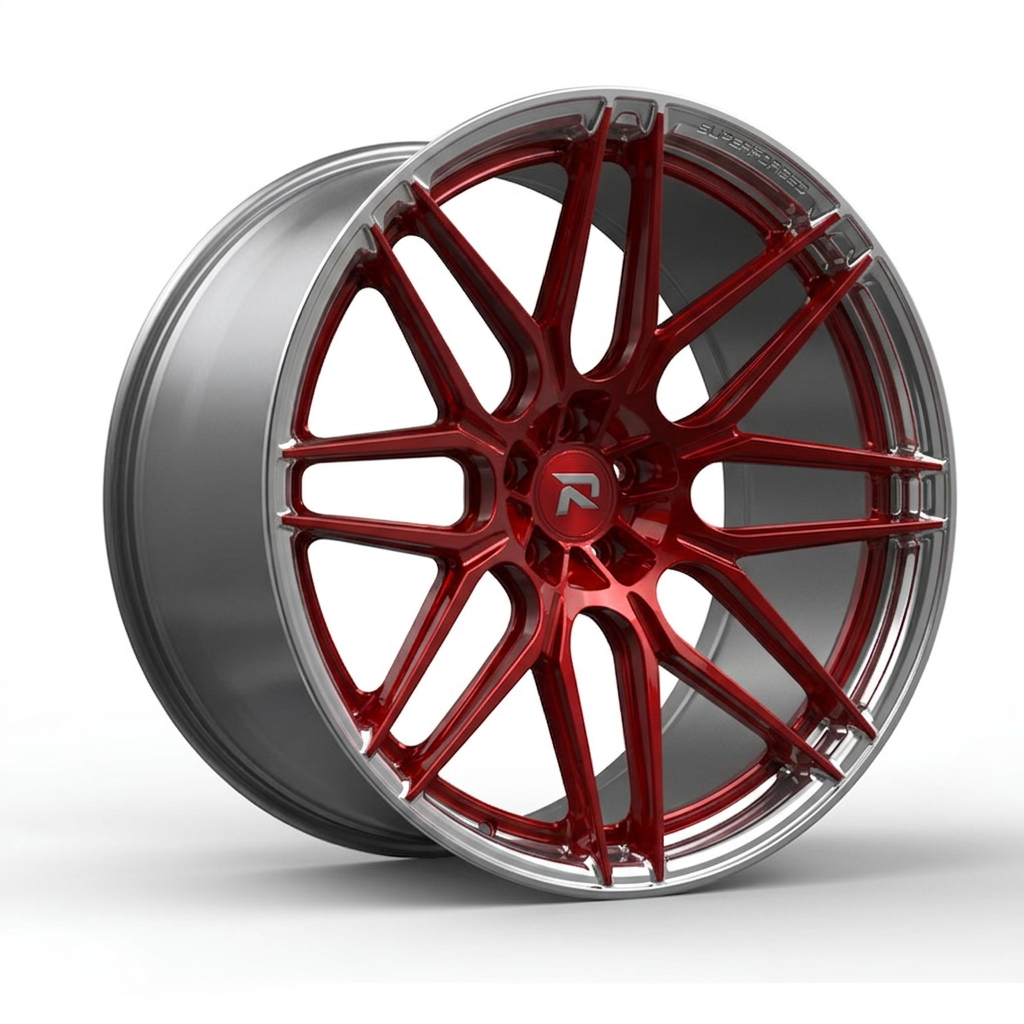 RZR CXVIII forged wheel — Candy Red / Polished Lip