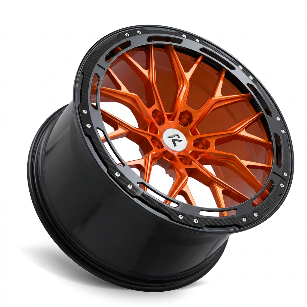 RZR LXXXVII forged wheel — Candy Orange / Gloss Black Lip