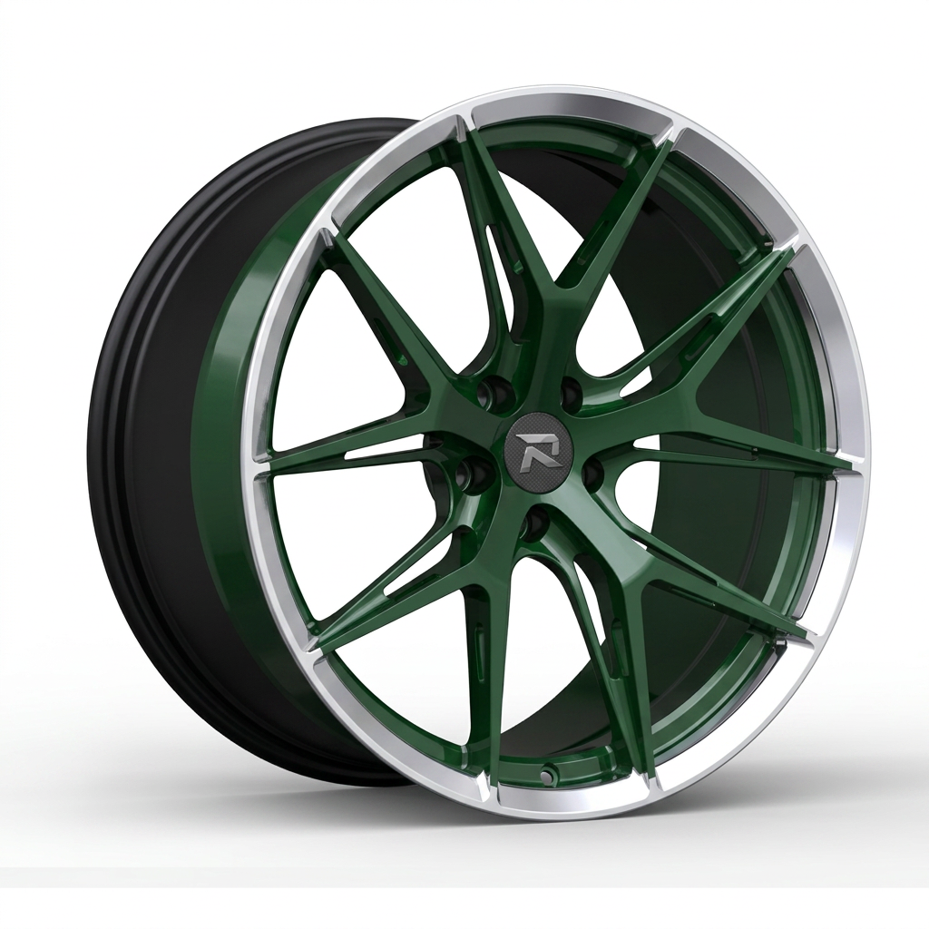 RZR CXCVII forged wheel — British Racing Green / Polished Lip