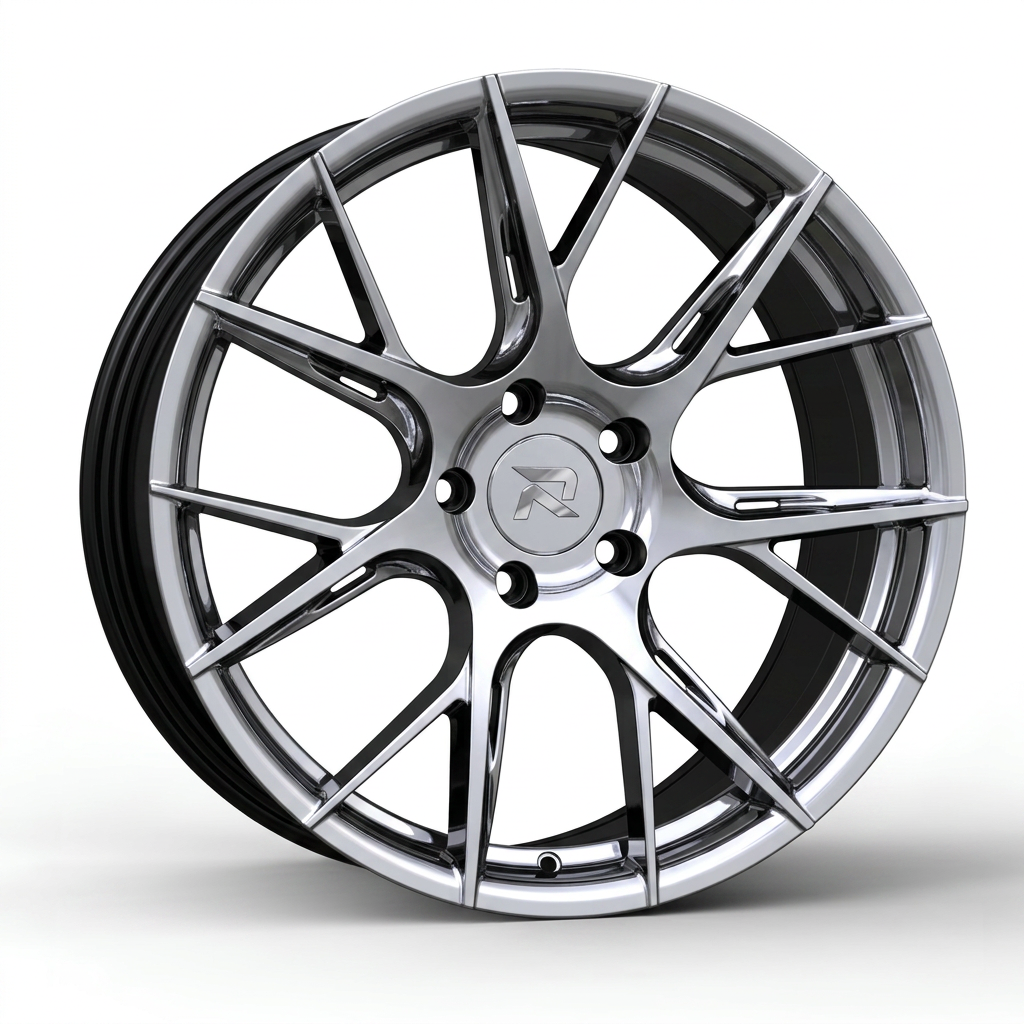 RZR CLXXVII forged wheel — Liquid Silver Chrome / Black Accents