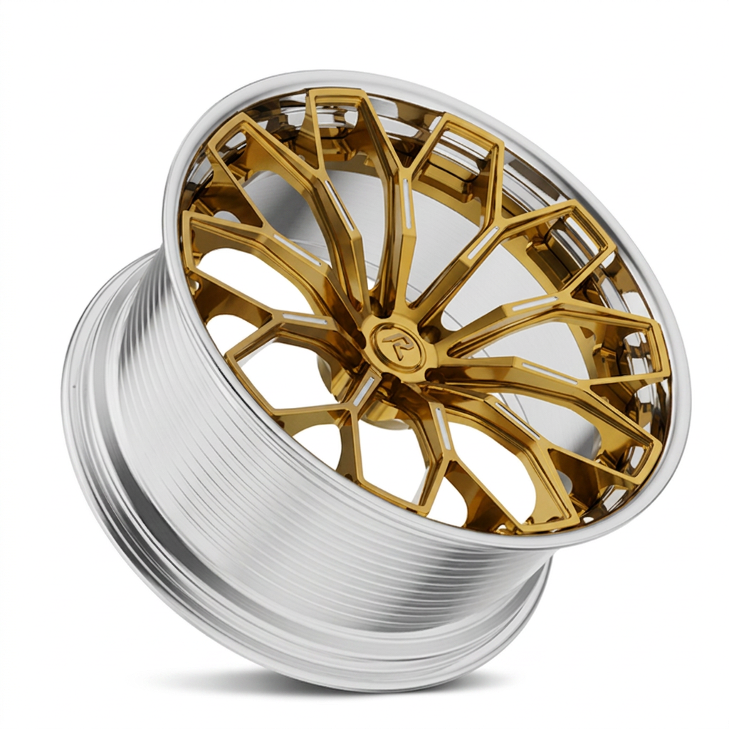 RZR LXVI forged wheel — Gloss Gold / Machined Lip