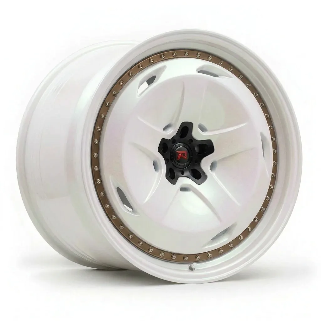 RZR XIV forged wheel — Gloss White / Bronze Beadlock