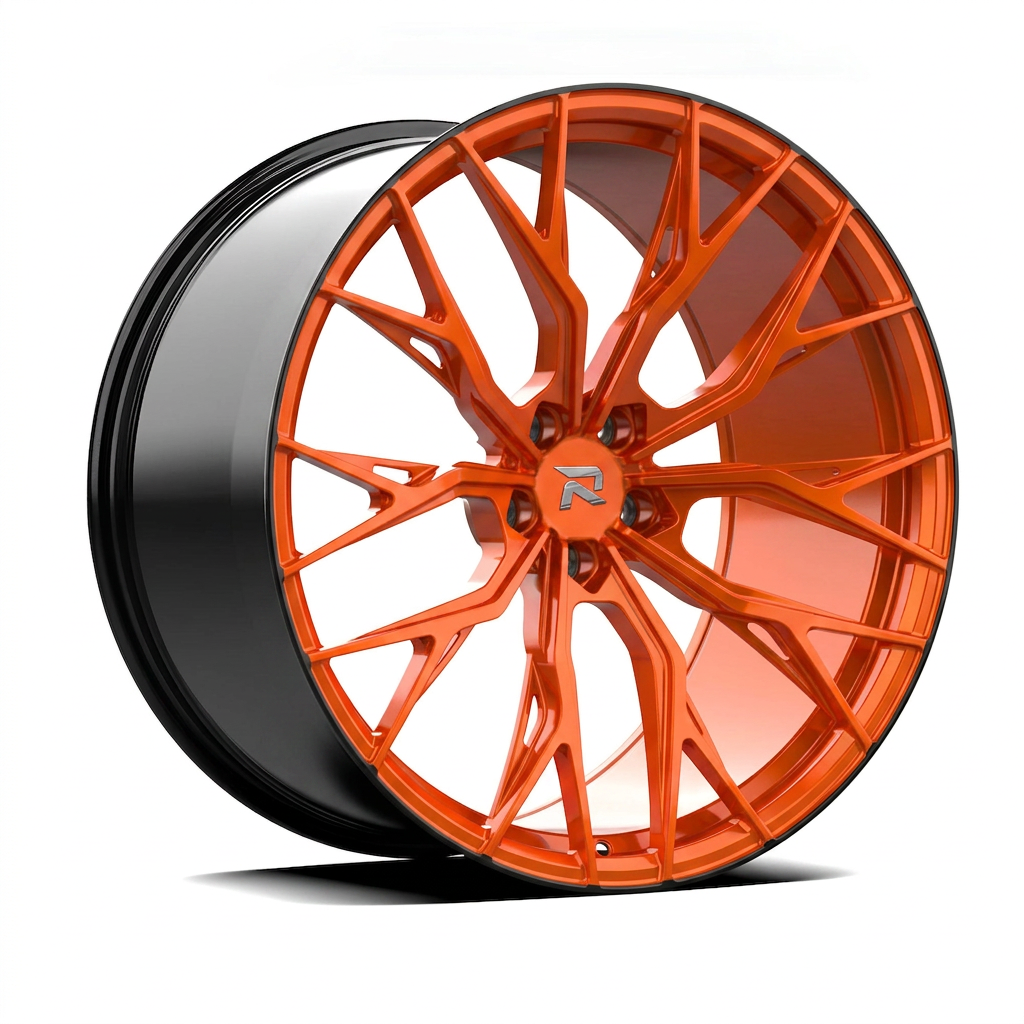 RZR CCII forged wheel — Candy Orange / Gloss Black Lip