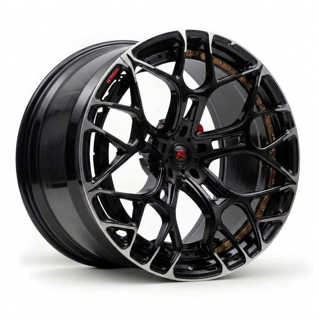 RZR XII forged wheel — Gloss Black / Machined Spoke Edges