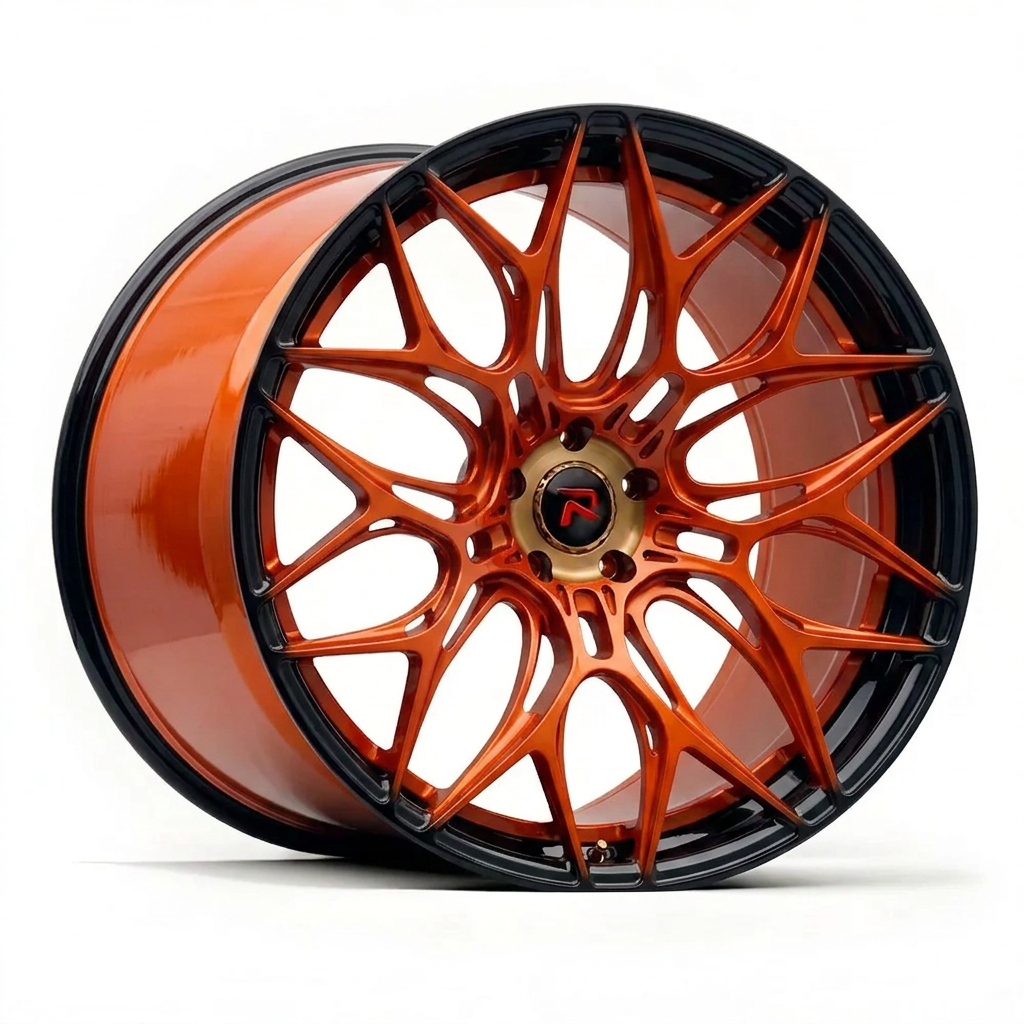RZR XLVII forged wheel — Candy Orange / Gloss Black Lip