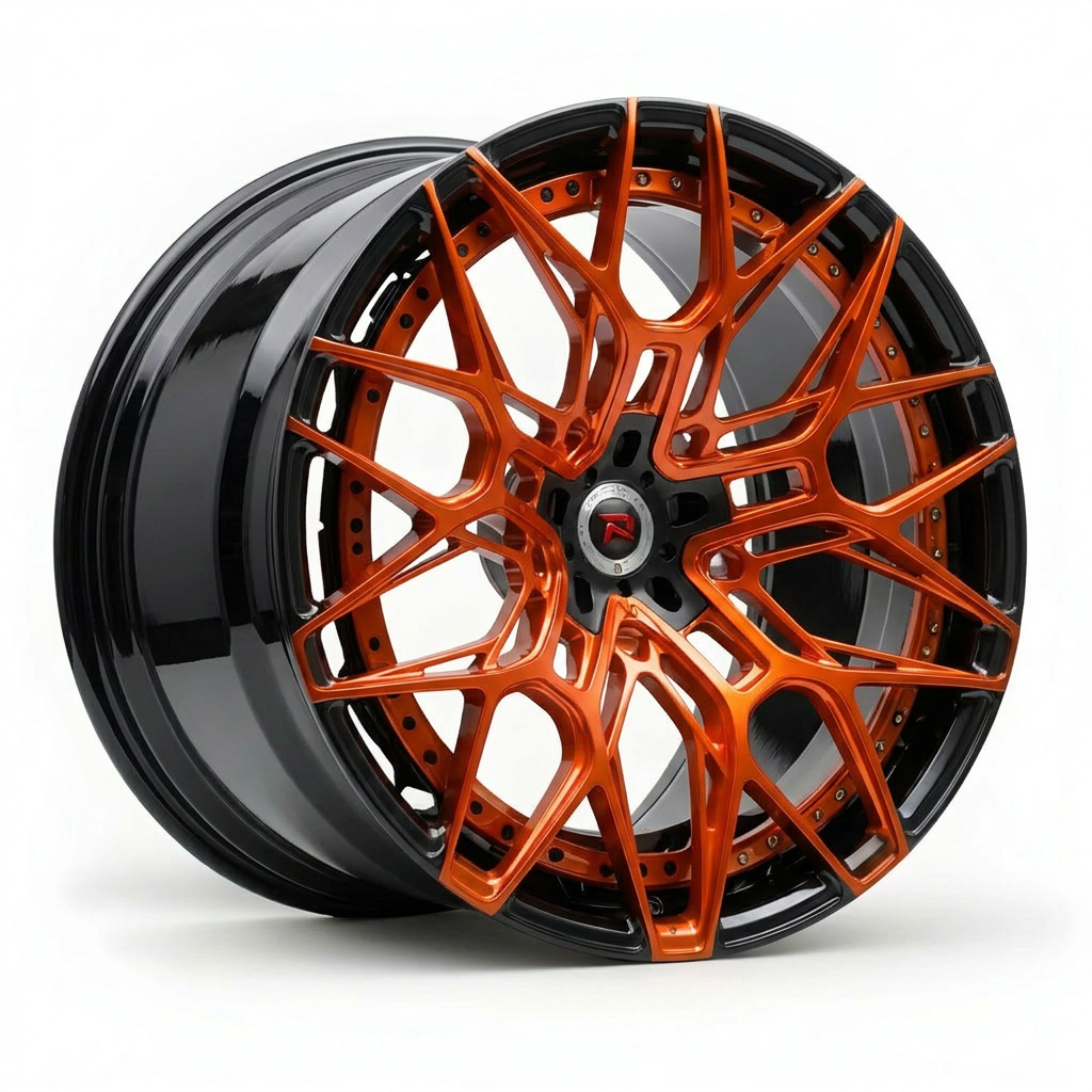 RZR XX forged wheel — Candy Orange / Gloss Black Lip