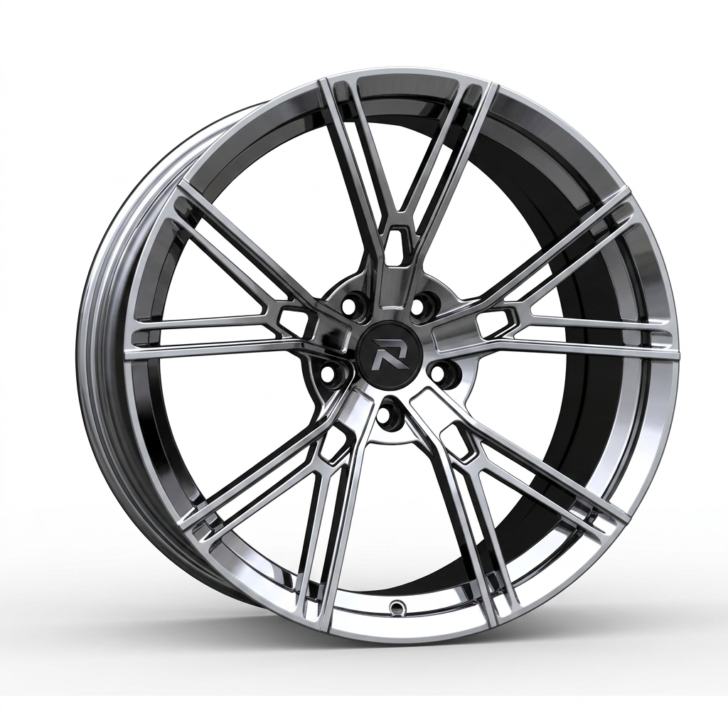 RZR CXC forged wheel — Liquid Silver Chrome / Black Accents
