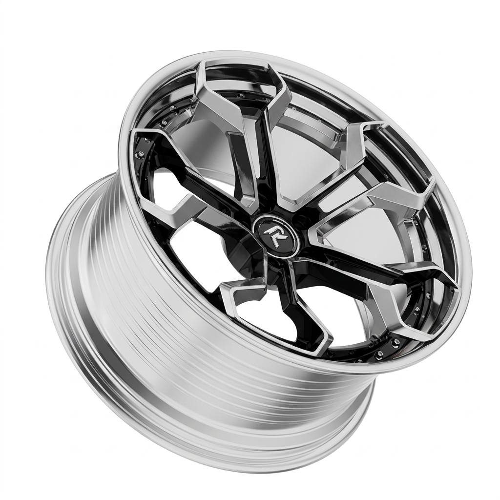 RZR LX forged wheel — Liquid Silver Chrome / Black Accents