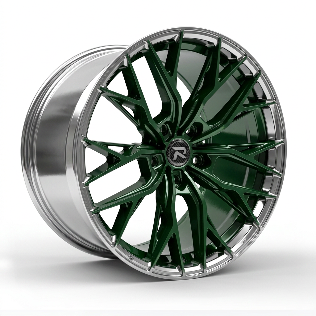 RZR CLV forged wheel — British Racing Green / Polished Lip