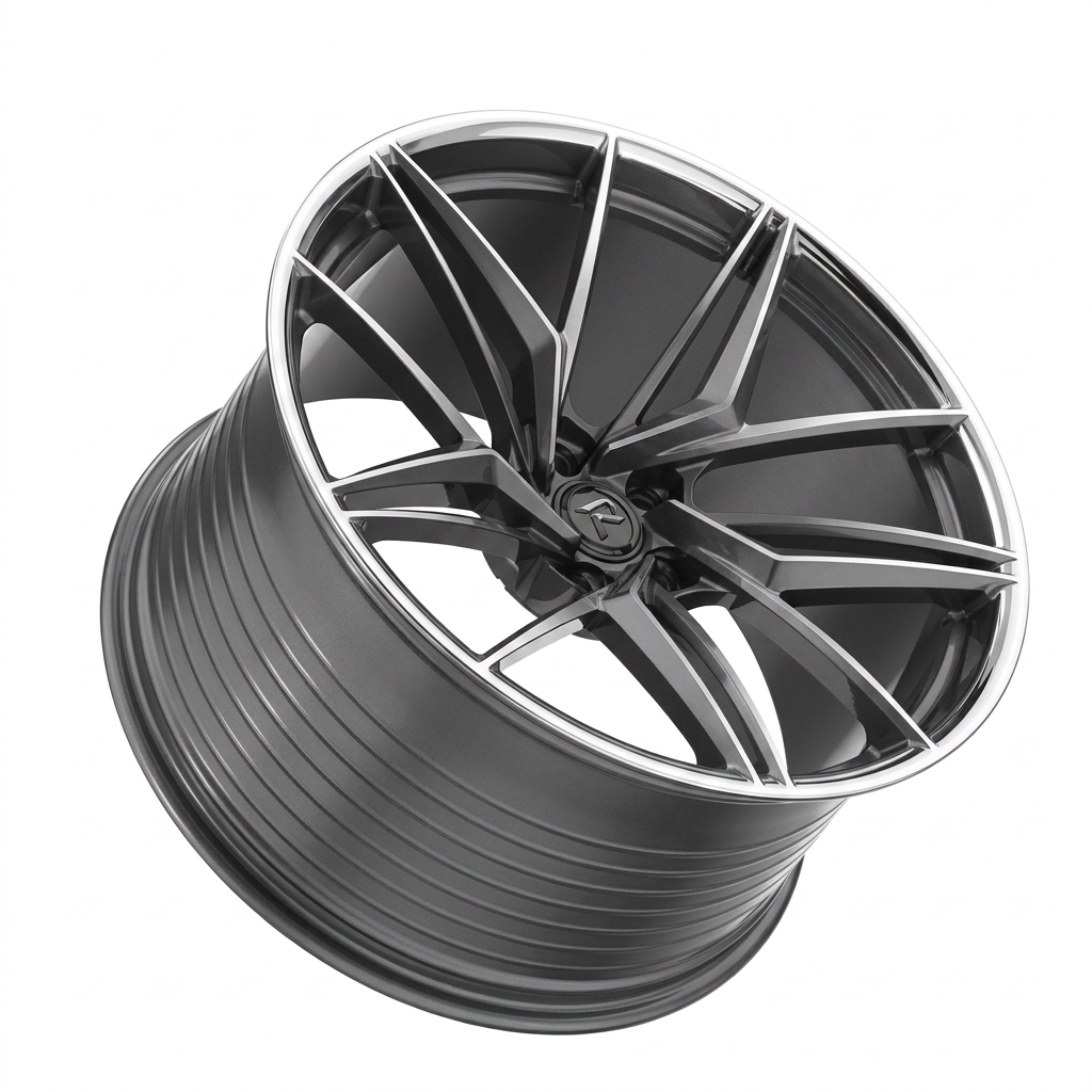 RZR LXXV forged wheel — Graphite Machined / Polished Lip