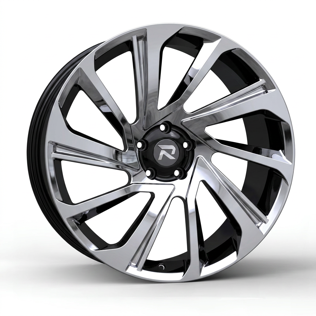 RZR CLIX forged wheel — Liquid Silver Chrome / Black Accents