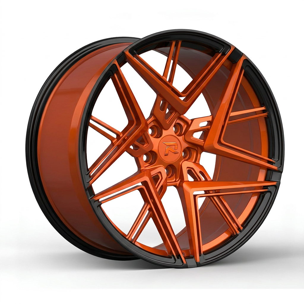 RZR CXXXII forged wheel — Candy Orange / Gloss Black Lip