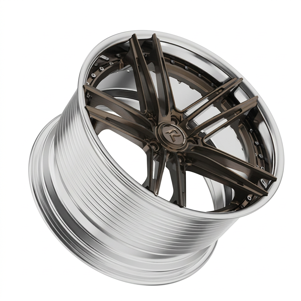 RZR LXIX forged wheel — Brushed Bronze / Polished Lip