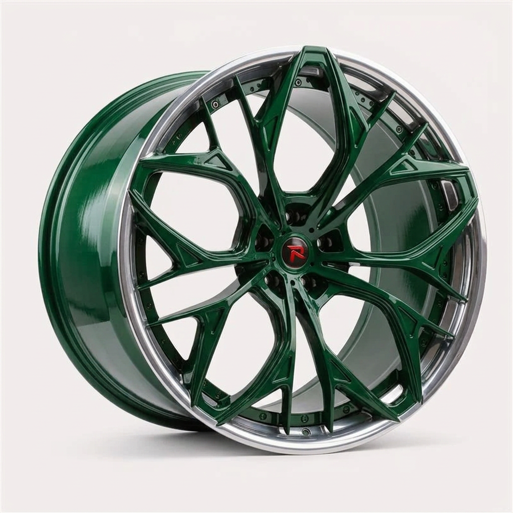 RZR XXII forged wheel — British Racing Green / Polished Lip