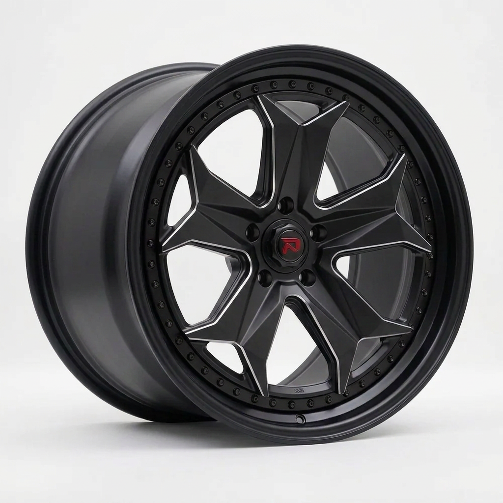 RZR XXXIV forged wheel — Matte Black / Milled Edges