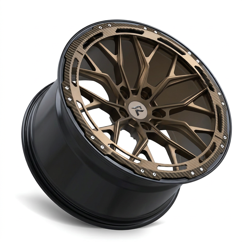 RZR LXXXVII forged wheel — Satin Bronze / Gloss Black Lip