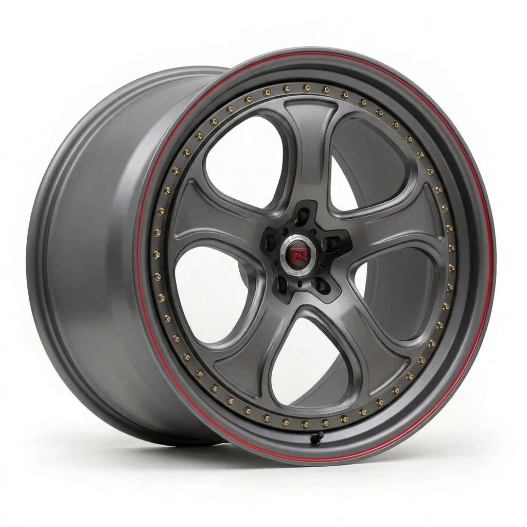 RZR XXVI forged wheel — Gunmetal / Red Pinstripe