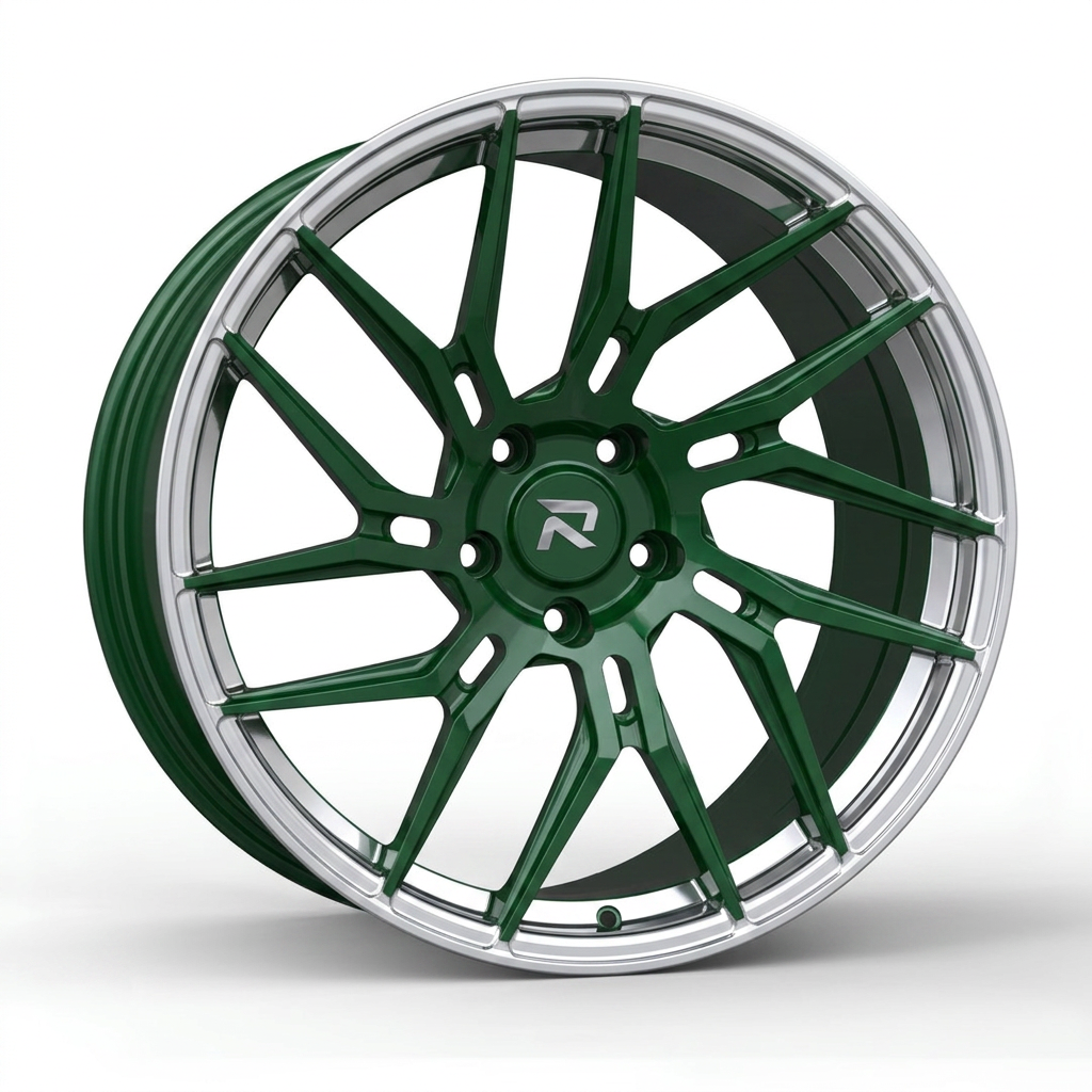 RZR CLXIII forged wheel — British Racing Green / Polished Lip