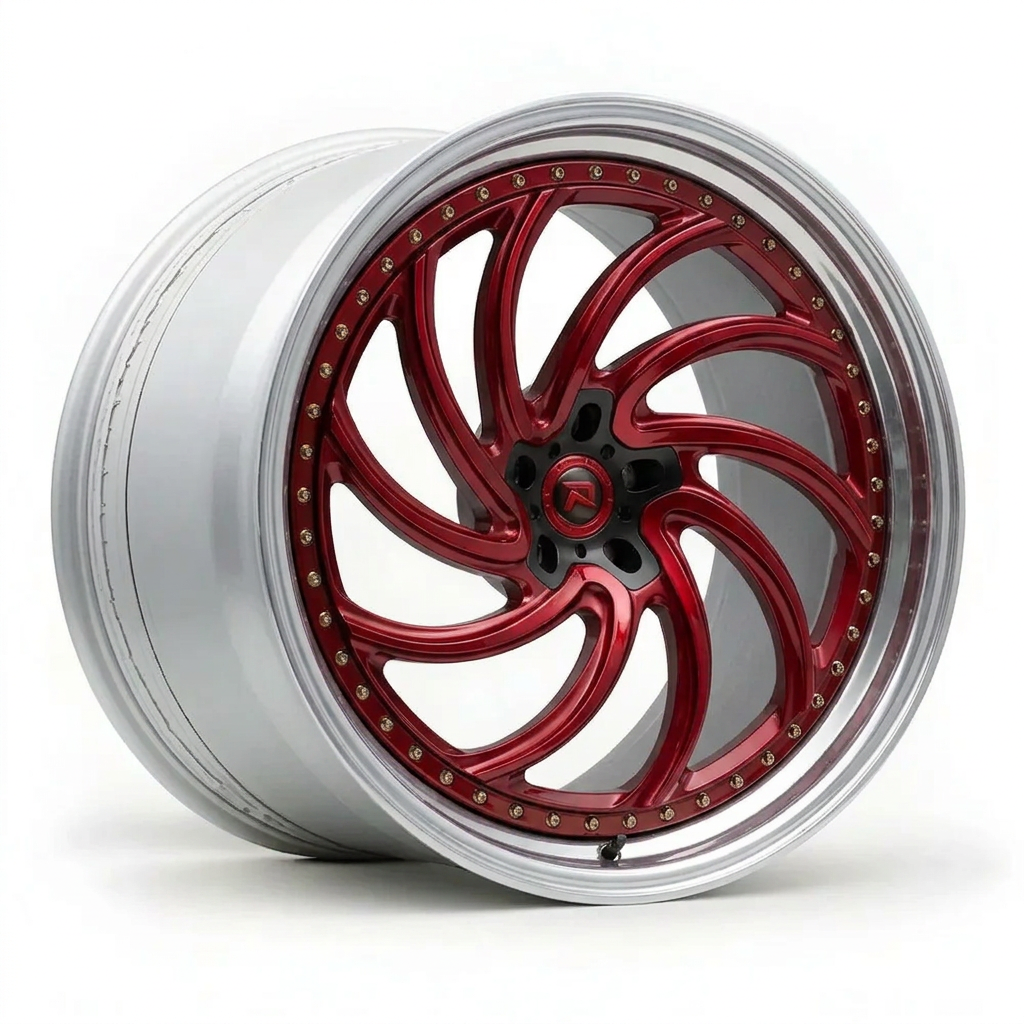 RZR XXIII forged wheel — Candy Red / Polished Lip