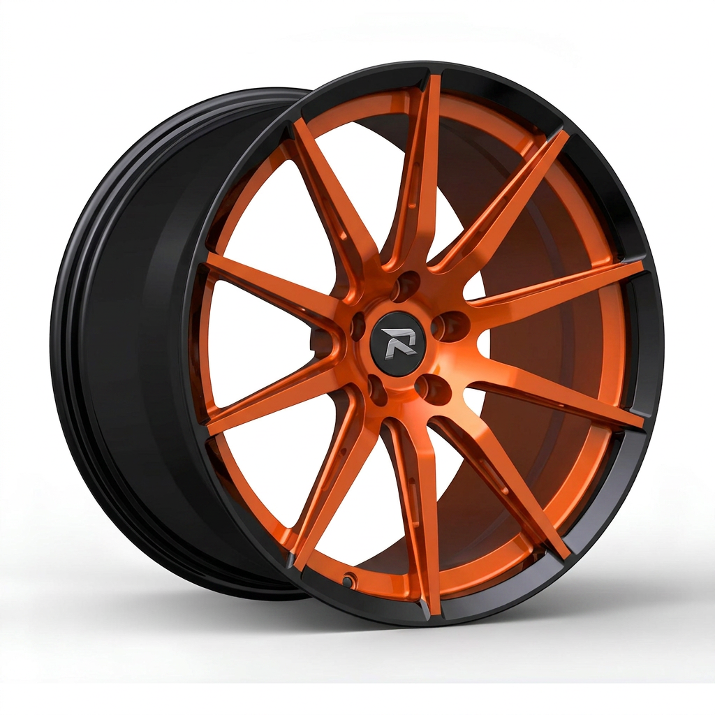 RZR CXCVIII forged wheel — Candy Orange / Gloss Black Lip