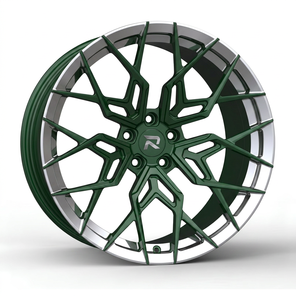 RZR CLXXI forged wheel — British Racing Green / Polished Lip