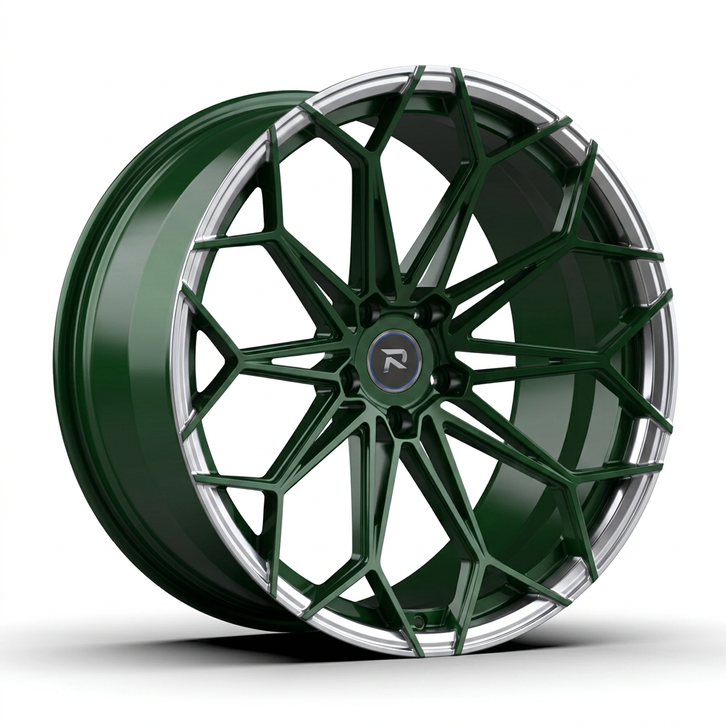 RZR CXXV forged wheel — British Racing Green / Polished Lip