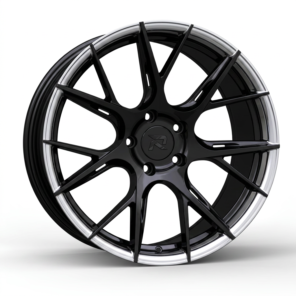 RZR CLXXVII forged wheel — Gloss Black / Polished Lip