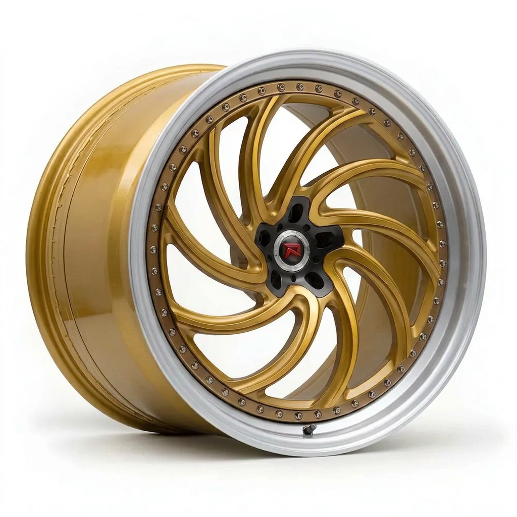 RZR XXIII forged wheel — Gloss Gold / Machined Lip