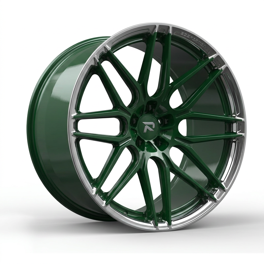 RZR CXVIII forged wheel — British Racing Green / Polished Lip