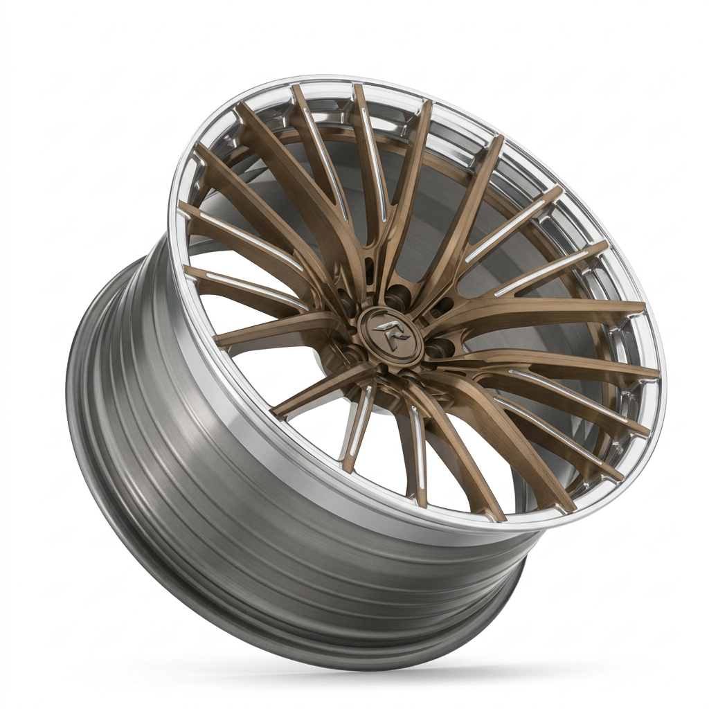 RZR LXXVI forged wheel — Brushed Bronze / Polished Lip