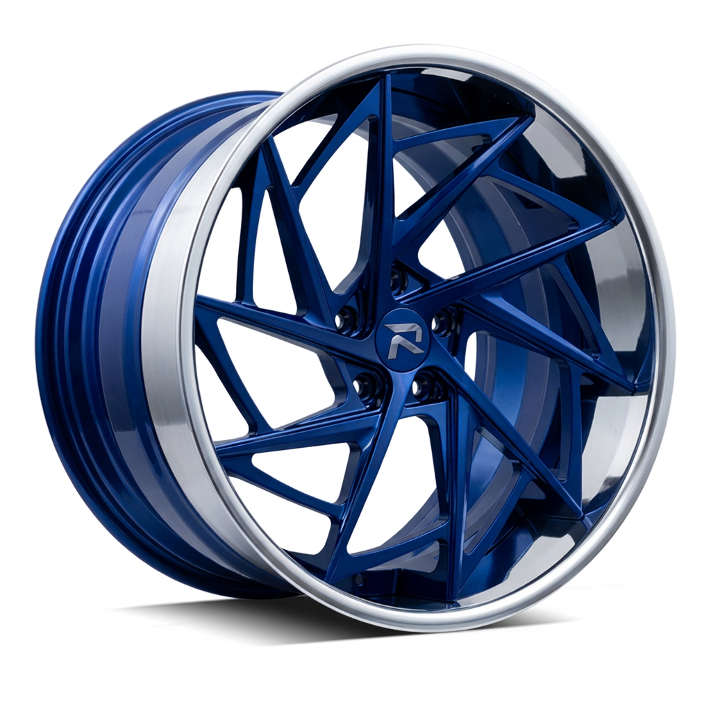 RZR XCVI forged wheel — Candy Blue / Polished Lip
