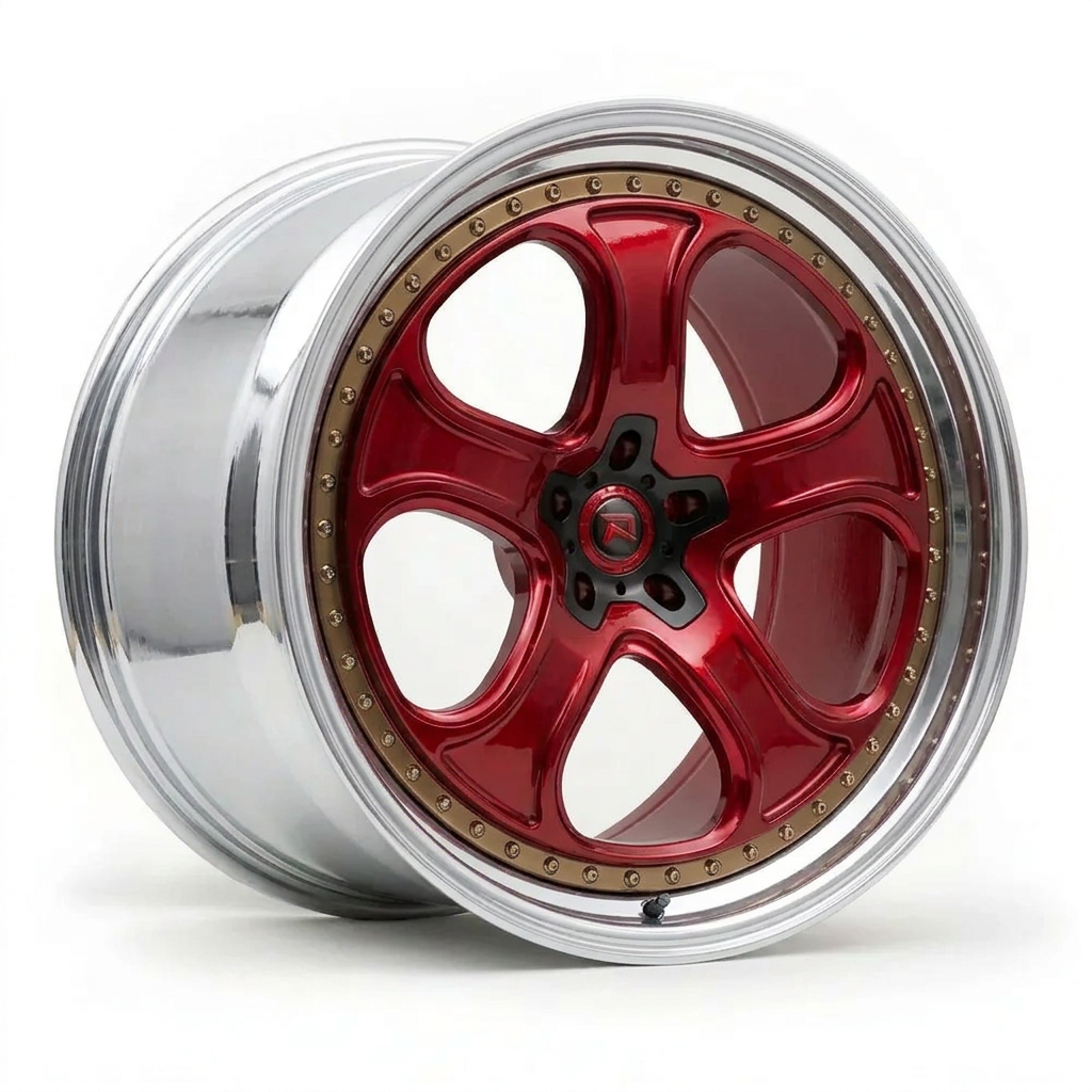 RZR XXVI forged wheel — Candy Red / Polished Lip
