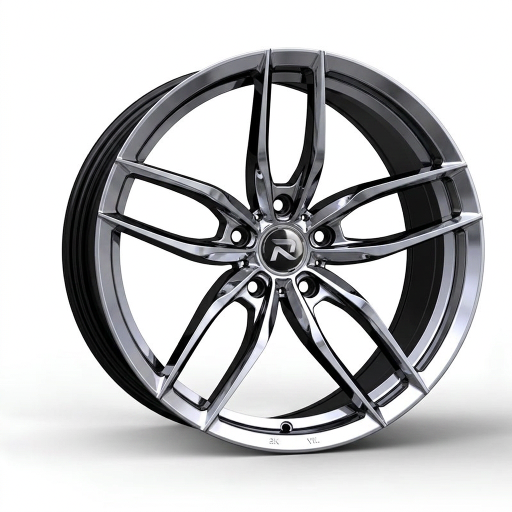 RZR CXCIII forged wheel — Liquid Silver Chrome / Black Accents