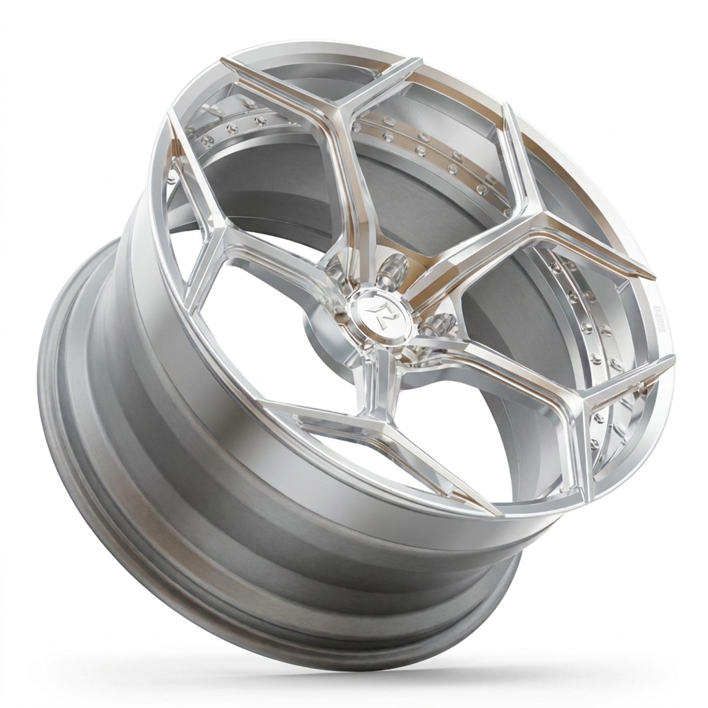 RZR VI forged wheel — Polished Silver / Bronze Accents