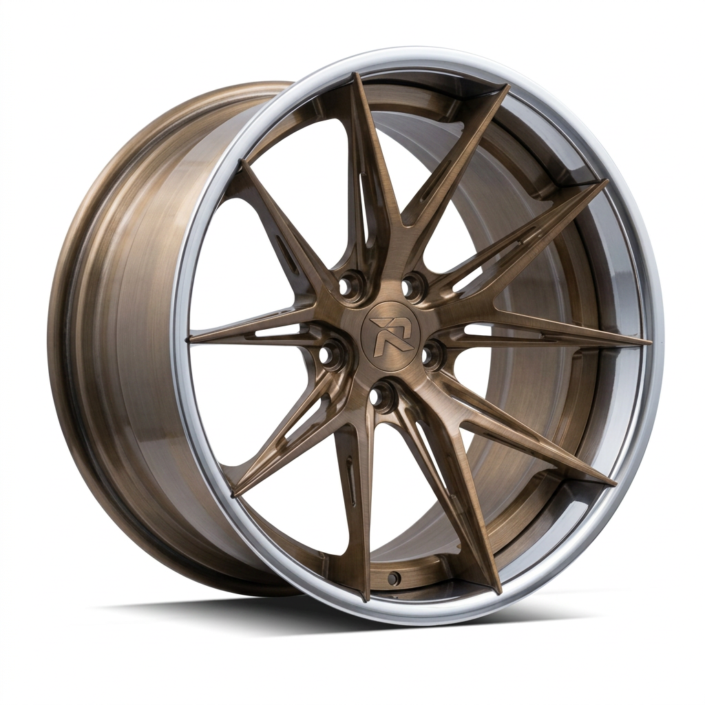 RZR XCII forged wheel — Brushed Bronze / Polished Lip
