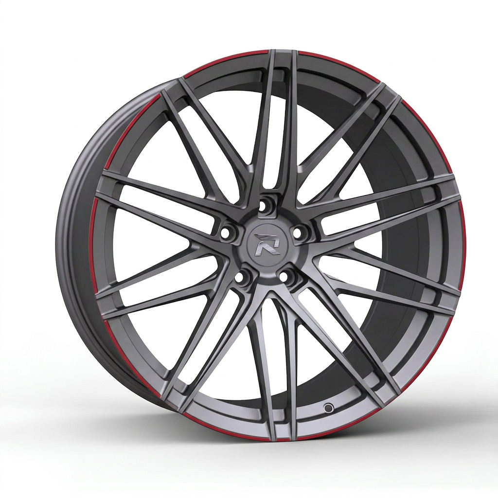 RZR CXCI forged wheel — Gunmetal / Red Pinstripe