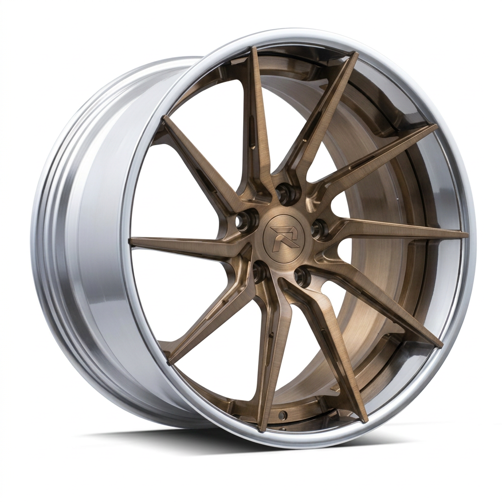 RZR XCIV forged wheel — Brushed Bronze / Polished Lip