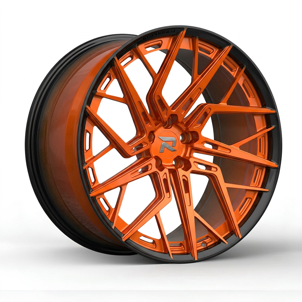 RZR CLIV forged wheel — Candy Orange / Gloss Black Lip