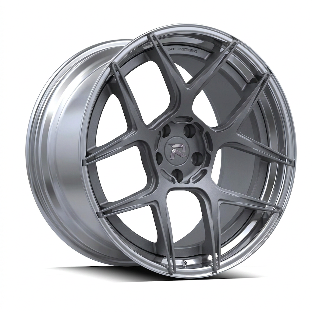 RZR CVIII forged wheel — Frozen Grey Matte / Polished Lip