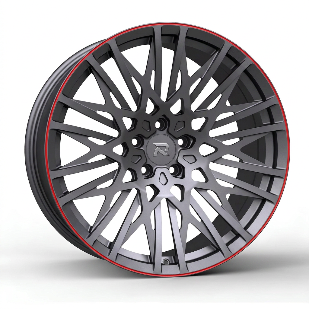 RZR CCVI forged wheel — Gunmetal / Red Pinstripe