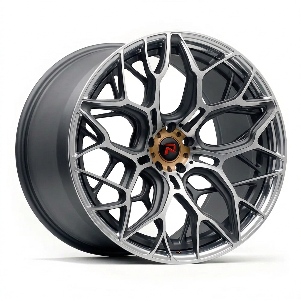 RZR XLIII forged wheel — Graphite Machined / Polished Lip