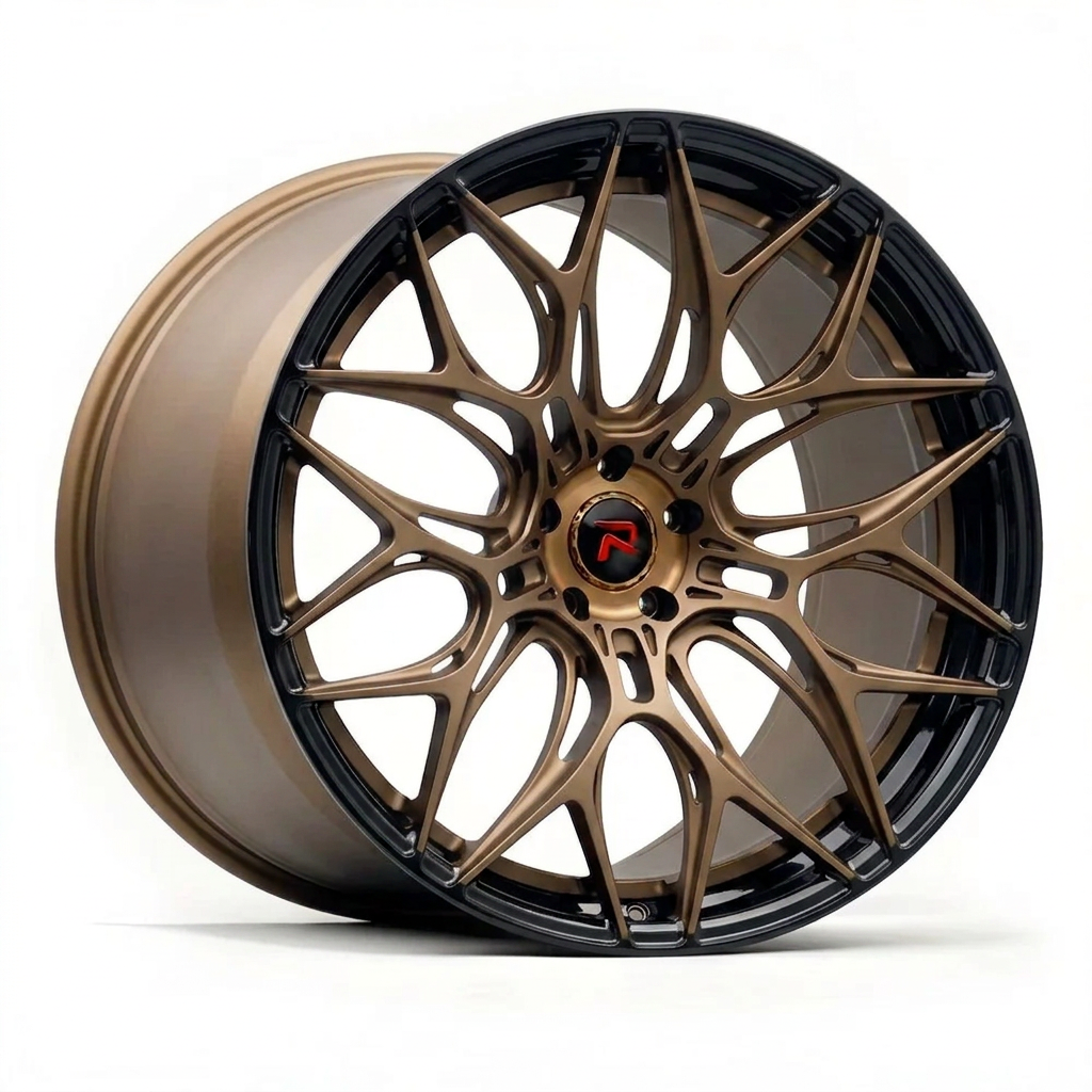 RZR XLVII forged wheel — Satin Bronze / Gloss Black Lip