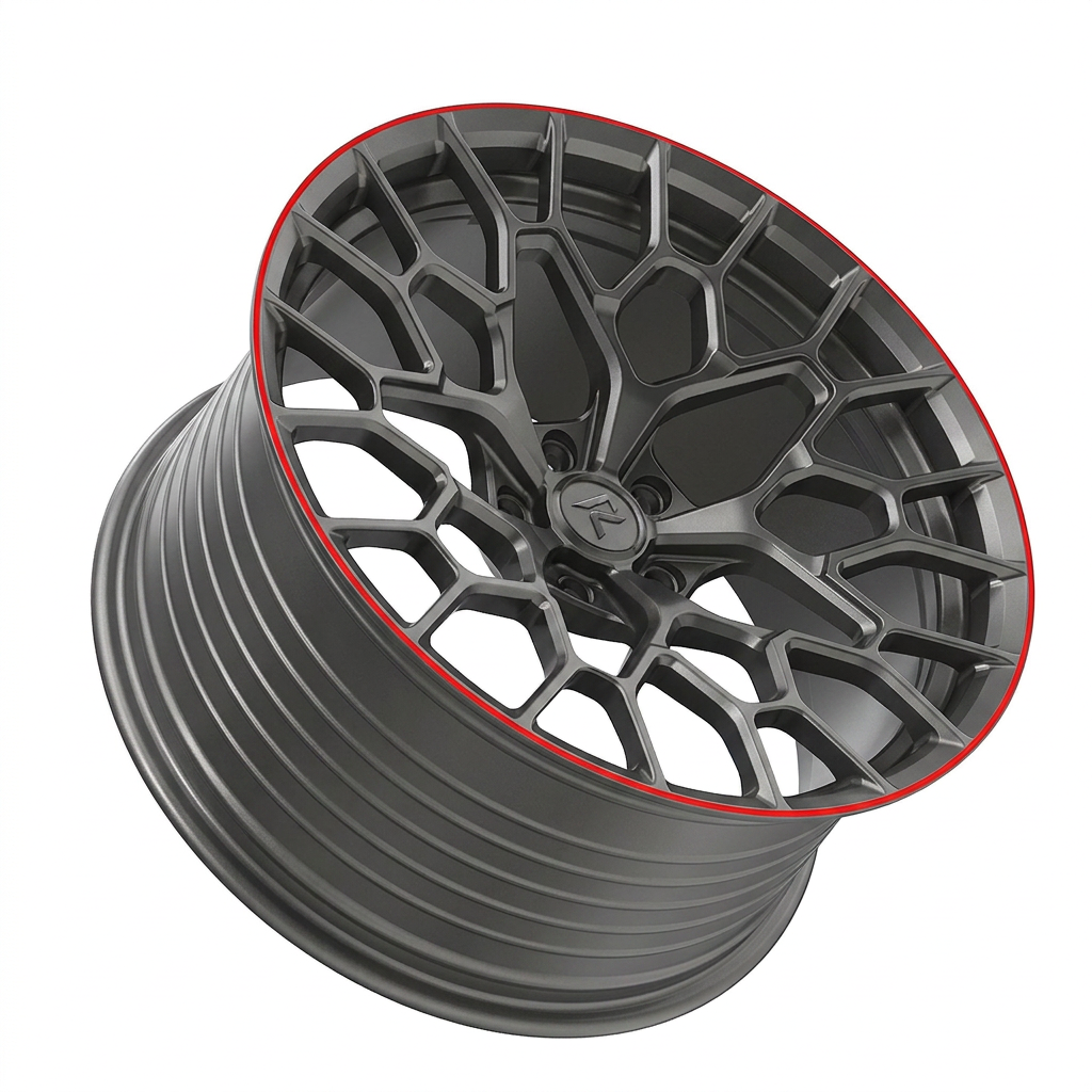 RZR LXXXIII forged wheel — Gunmetal / Red Pinstripe