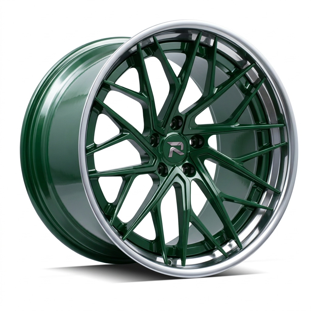 RZR XCIII forged wheel — British Racing Green / Polished Lip