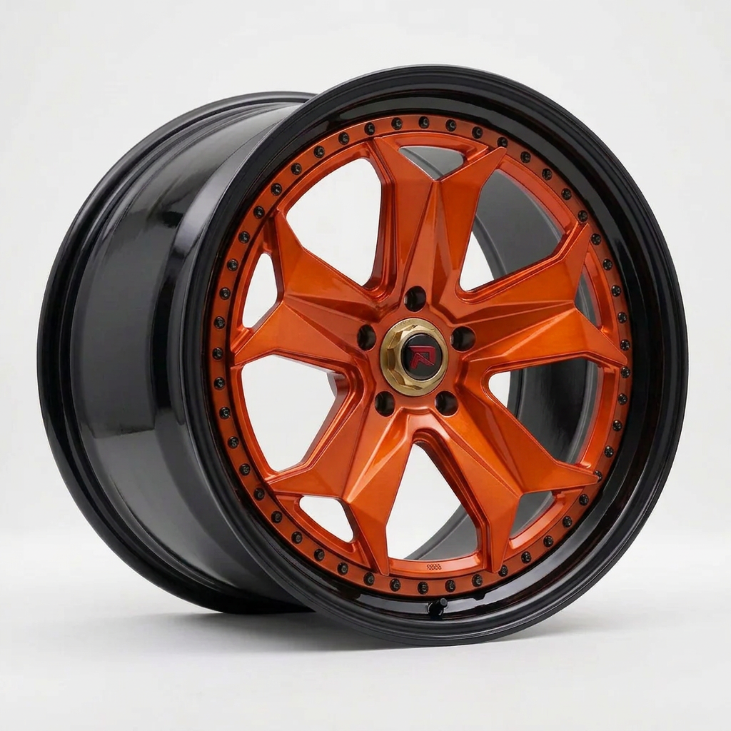 RZR XXXIV forged wheel — Candy Orange / Gloss Black Lip