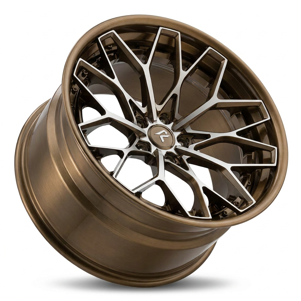 RZR VIII forged wheel — Brushed Dark Bronze / Machined Spoke Faces