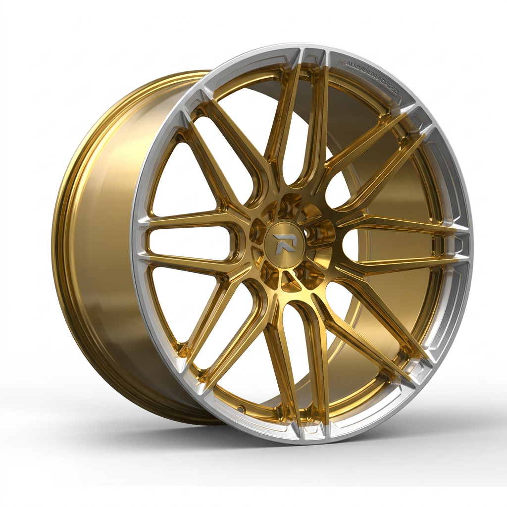 RZR CXVIII forged wheel — Gloss Gold / Machined Lip