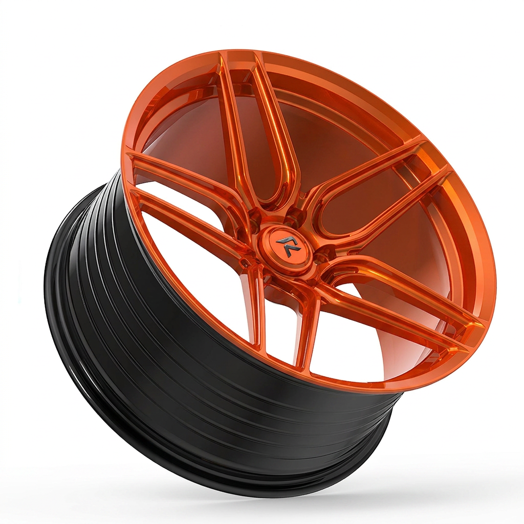 RZR XCI forged wheel — Candy Orange / Gloss Black Lip
